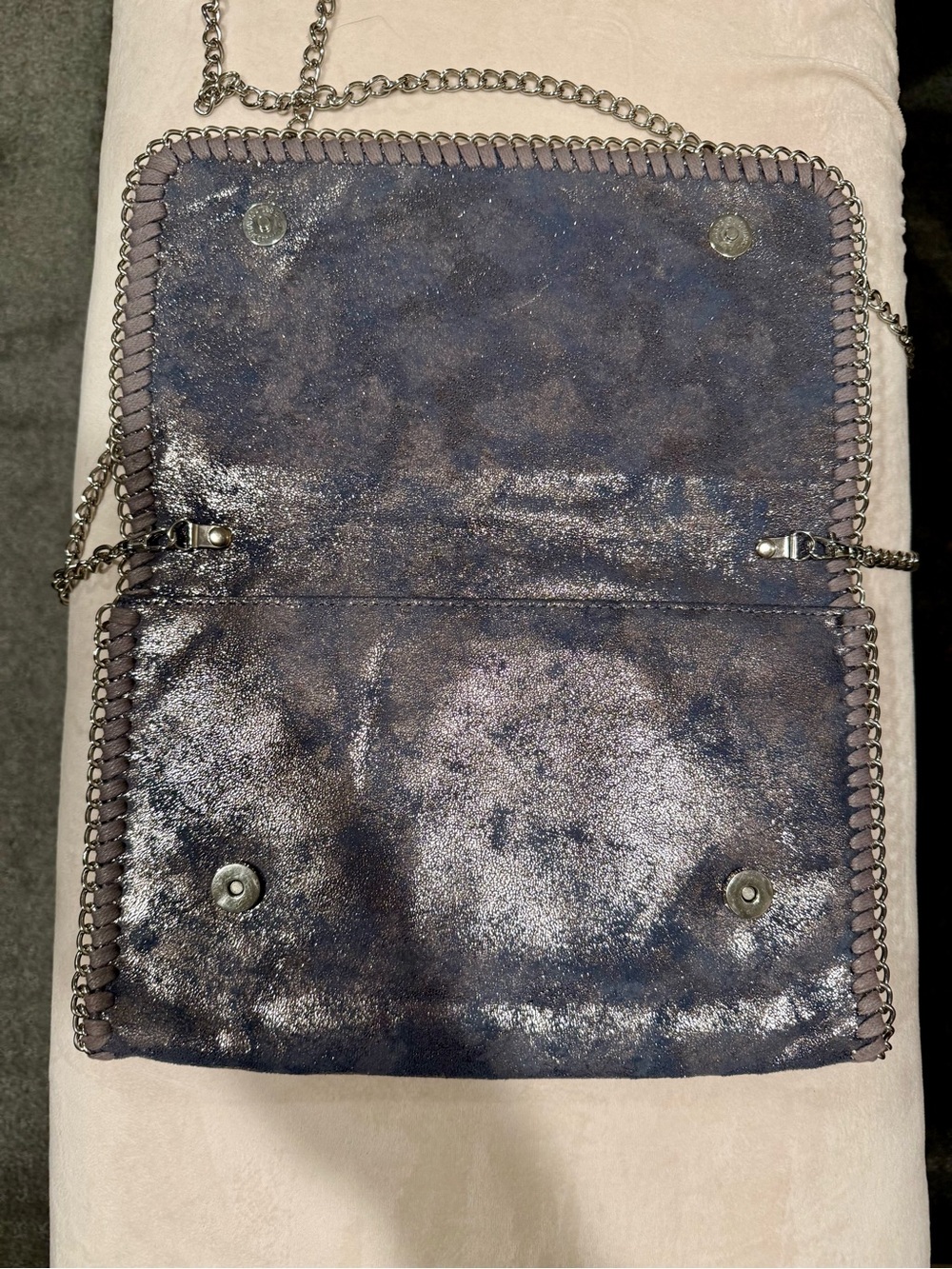 Phase 3 Metallic Navy Blue Crossbody with Silver Chain - Picture 2 of 4